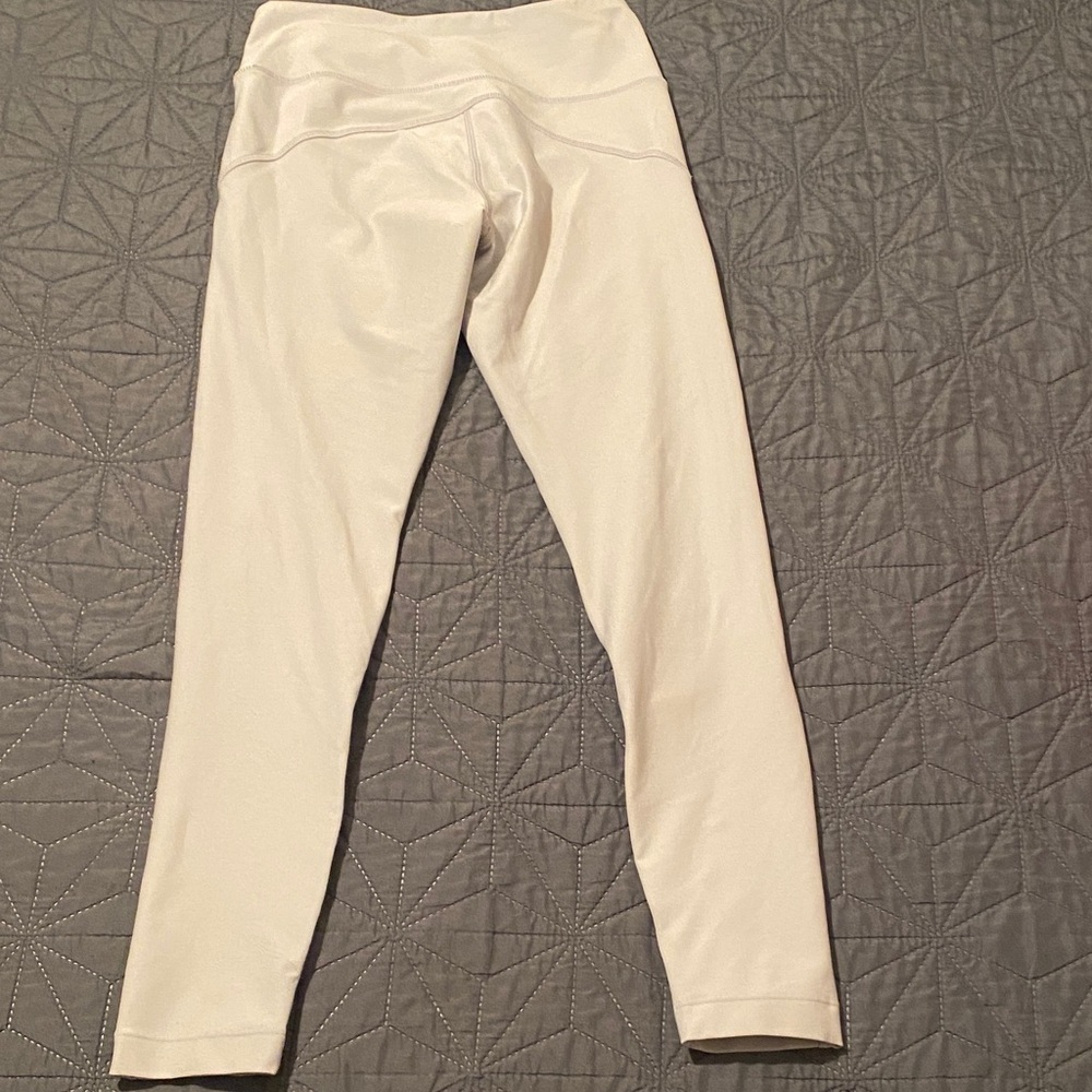 Light Grey Ribbed Panel Performance Leggings Xs M… - image 5